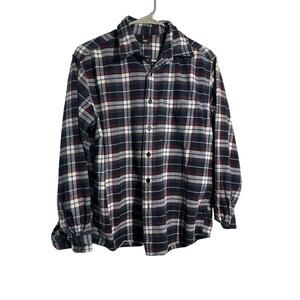 Uniqlo Mens Cotton Flannel Plaid Button up shirt Medium Blue Red White plaid
